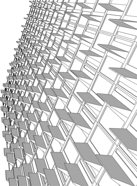 Abstrakta Teckningslinjer Arkitektonisk Konst Koncept Minimala Geometriska Former — Stock vektor