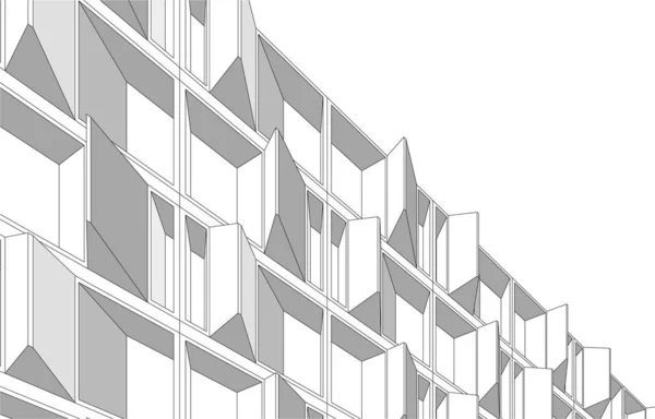 Lignes Dessin Abstraites Dans Concept Art Architectural Formes Géométriques Minimales — Image vectorielle