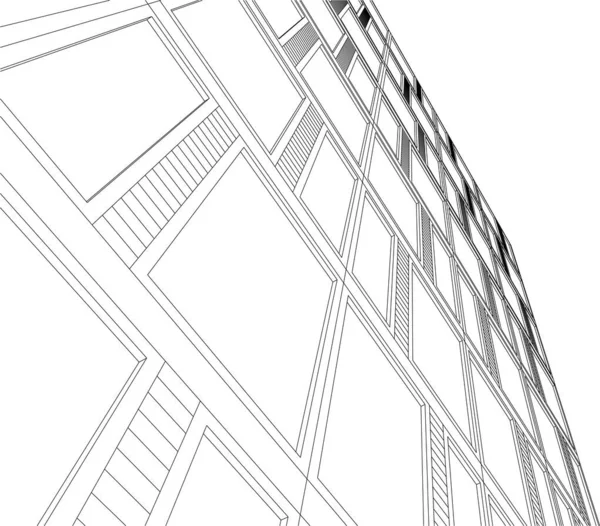 Abstracte Tekenlijnen Architectonisch Kunstconcept Minimale Geometrische Vormen — Stockvector