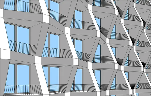 Lignes Dessin Abstraites Dans Concept Art Architectural Formes Géométriques Minimales — Image vectorielle