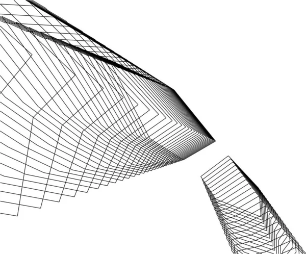 Abstraktní Kreslicí Čáry Architektonickém Pojetí Minimální Geometrické Tvary — Stockový vektor