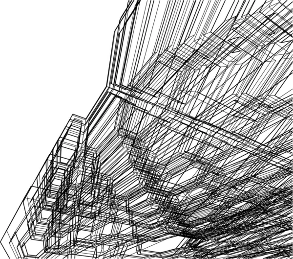 Abstrakcyjne Linie Rysunku Koncepcji Sztuki Architektonicznej Minimalne Kształty Geometryczne — Wektor stockowy