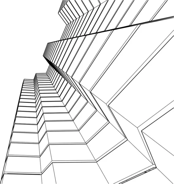 Abstrakte Zeichnungslinien Architektonischen Kunstkonzept Minimale Geometrische Formen — Stockvektor