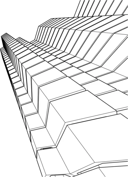 Líneas Abstractas Dibujo Concepto Arte Arquitectónico Formas Geométricas Mínimas — Vector de stock