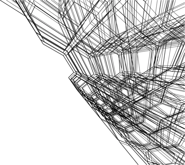 Abstrakte Zeichnungslinien Architektonischen Kunstkonzept Minimale Geometrische Formen — Stockvektor