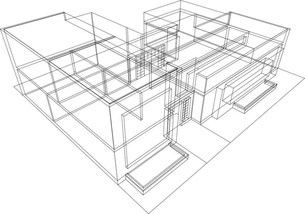 Abstrakte Zeichnungslinien Architektonischen Kunstkonzept Minimale Geometrische Formen — Stockvektor