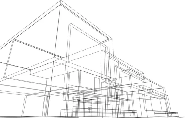 Abstrakta Teckningslinjer Arkitektonisk Konst Koncept Minimala Geometriska Former — Stock vektor