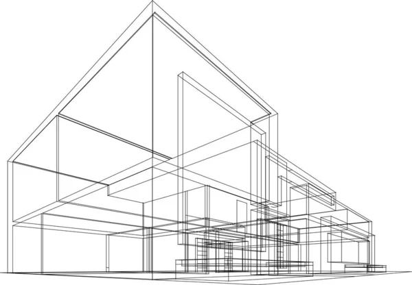 Linee Disegno Astratte Nel Concetto Arte Architettonica Forme Geometriche Minime — Vettoriale Stock