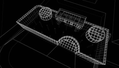 Mimari sanat konseptinde soyut çizgiler, minimum geometrik şekiller. 
