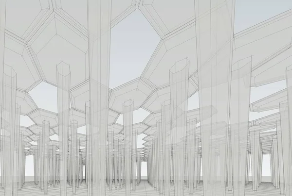 Lignes Dessin Abstraites Dans Concept Art Architectural Formes Géométriques Minimales — Photo