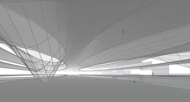 Mimari sanat konseptinde soyut çizgiler, minimum geometrik şekiller. 