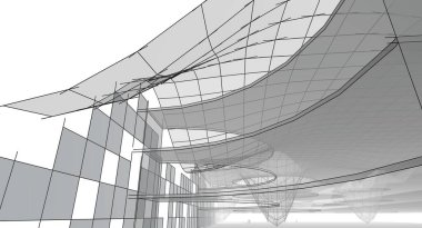 Mimari sanat konseptinde soyut çizgiler, minimum geometrik şekiller. 