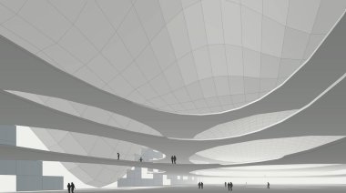 Mimari sanat konseptinde soyut çizgiler, minimum geometrik şekiller. 