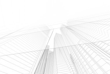 Mimari sanat konseptinde soyut çizgiler, minimum geometrik şekiller. 