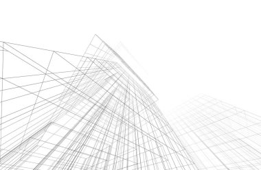 Mimari sanat konseptinde soyut çizgiler, minimum geometrik şekiller. 