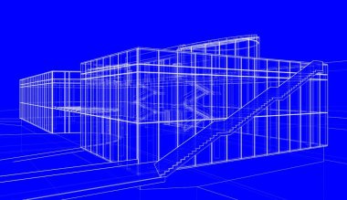 Mimari sanat konseptinde soyut çizgiler, minimum geometrik şekiller. 