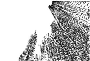 Mimari sanat konseptinde soyut çizgiler, minimum geometrik şekiller. 