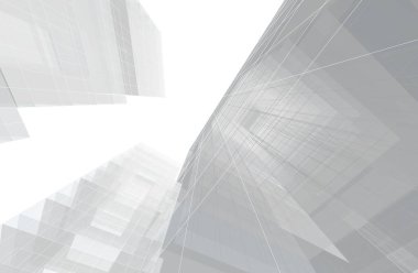 Mimari sanat konseptinde soyut çizgiler, minimum geometrik şekiller. 