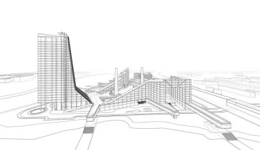 Mimari sanat konseptinde soyut çizgiler, minimum geometrik şekiller. 