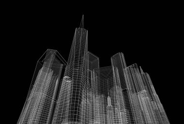 Mimari sanat konseptinde soyut çizgiler, minimum geometrik şekiller. 