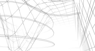 Mimari sanat konseptinde soyut çizgiler, minimum geometrik şekiller. 