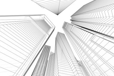 Mimari sanat konseptinde soyut çizgiler, minimum geometrik şekiller. 