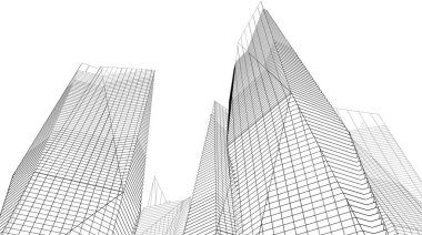 Mimari sanat konseptinde soyut çizgiler, minimum geometrik şekiller. 