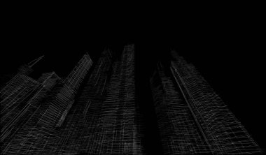 Mimari sanat konseptinde soyut çizgiler, minimum geometrik şekiller. 