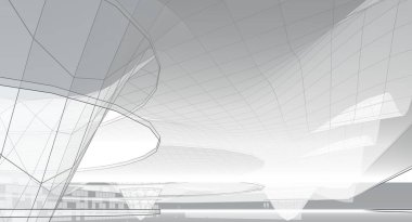 Mimari sanat konseptinde soyut çizgiler, minimum geometrik şekiller. 