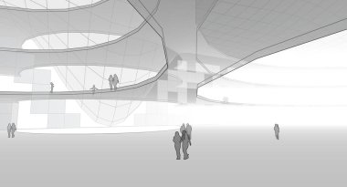 Mimari sanat konseptinde soyut çizgiler, minimum geometrik şekiller. 