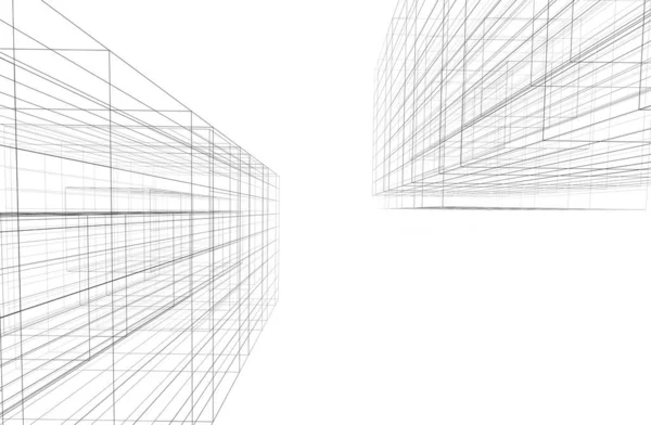 Elvont Rajzvonalak Építészeti Képzőművészetben Minimális Geometriai Formák — Stock Fotó