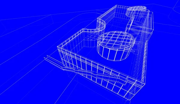 Elvont Rajzvonalak Építészeti Képzőművészetben Minimális Geometriai Formák — Stock Fotó