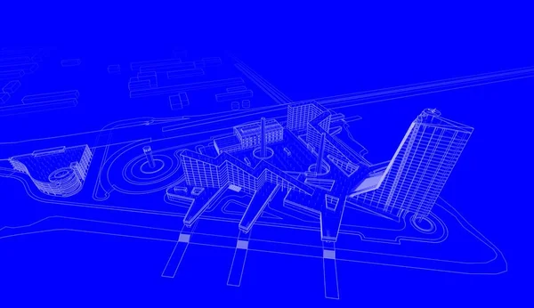 Líneas Abstractas Dibujo Concepto Arte Arquitectónico Formas Geométricas Mínimas — Foto de Stock