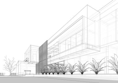 mimari sanat konsepti, minimum geometrik şekiller. 