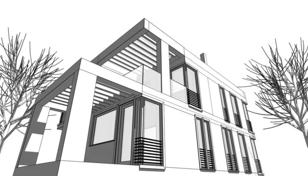 Koncepcja Sztuki Architektonicznej Minimalne Kształty Geometryczne — Zdjęcie stockowe