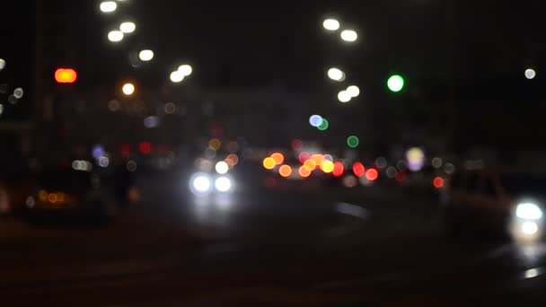 Onscherpe Beelden Van Bewegende Verkeerslichten — Stockvideo