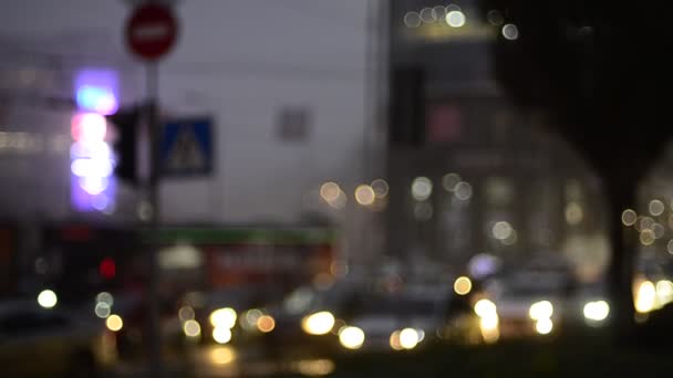 Onscherpe Beelden Van Bewegende Verkeerslichten — Stockvideo