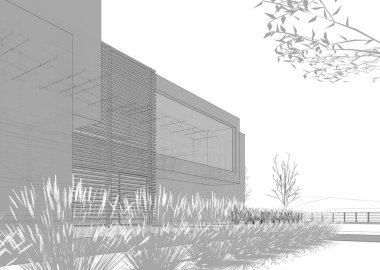 mimari sanat konsepti, minimum geometrik şekiller. 