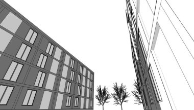 mimari sanat konsepti, minimum geometrik şekiller. 