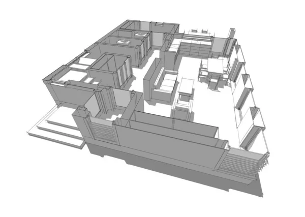 Koncepcja Sztuki Architektonicznej Minimalne Kształty Geometryczne — Zdjęcie stockowe