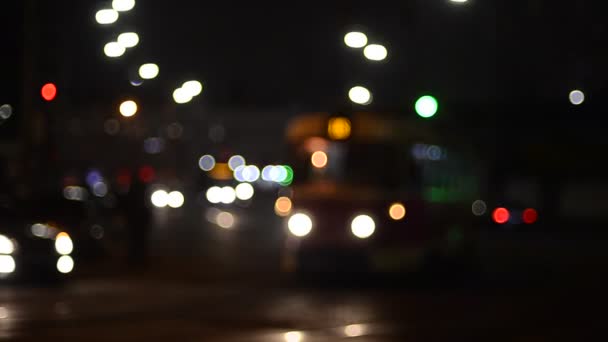 Onscherpe Beelden Van Bewegende Verkeerslichten — Stockvideo