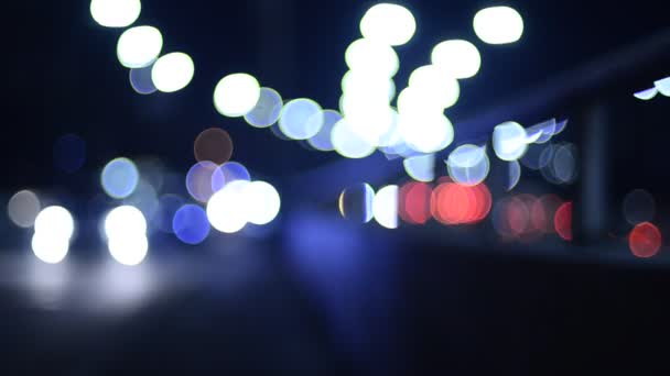 Defocused Footage Moving Traffic Lights — Stock Video