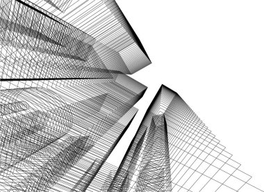 Mimari sanat konseptinde soyut çizgiler, minimum geometrik şekiller. 