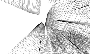 Mimari sanat konseptinde soyut çizgiler, minimum geometrik şekiller. 