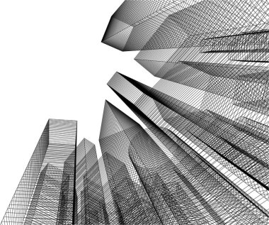 Mimari sanat konseptinde soyut çizgiler, minimum geometrik şekiller. 