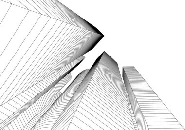 Mimari sanat konseptinde soyut çizgiler, minimum geometrik şekiller. 