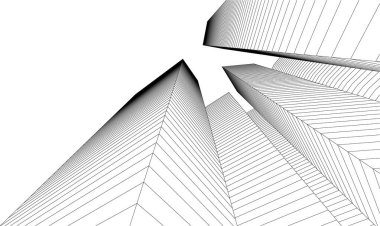 Mimari sanat konseptinde soyut çizgiler, minimum geometrik şekiller. 