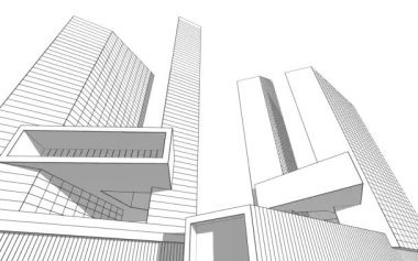 minimal 3d mimari şekillerde hareket etmek