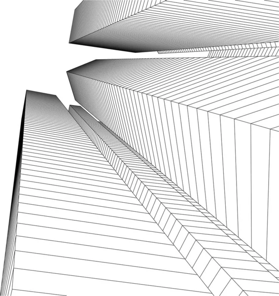 Abstrakta Teckningslinjer Arkitektonisk Konst Koncept Minimala Geometriska Former — Stock vektor