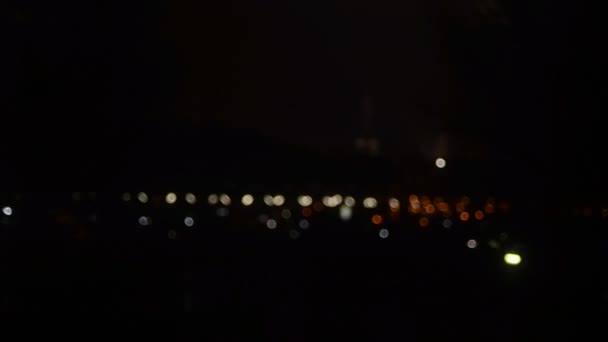 Ventana Del Coche Vista Las Luces Ciudad Movimiento Por Noche — Vídeos de Stock